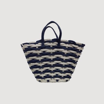 Nissi Woven Camel&amp;Black Beach Bag