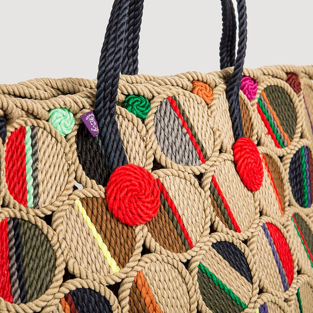 Bolsa De Playa Nissi Woven Circes Camel Pink