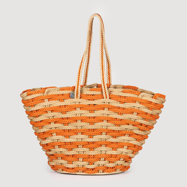 Bolsa de Playa Nissi Woven Camel-Orange